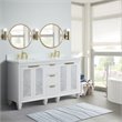 Trento Double Rectangle Sink Solid Wood Vanity in White/White Quartz Stone