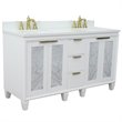 Trento Double Rectangle Sink Solid Wood Vanity in White/White Quartz Stone