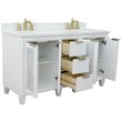 Trento Double Rectangle Sink Solid Wood Vanity in White/White Quartz Stone