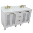 Trento Double Rectangle Sink Solid Wood Vanity in White/White Quartz Stone
