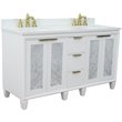 Trento Double Rectangle Sink Solid Wood Vanity in White/White Quartz Stone