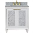 Trento Single Rectangle Sink Solid Wood Vanity in White/Gray Granite Stone