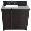 Plantation Solid Wood Single Vanity with Left Rectangle Sink in Brown/Black