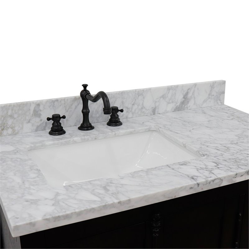Plantation Solid Wood Single Vanity with Left Rectangle Sink in White/Brown