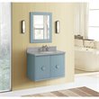 Stora Wall Mount Oval Sink Vanity with Gray Granite Stone Top in Blue