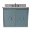 Stora Wall Mount Oval Sink Vanity with Gray Granite Stone Top in Blue