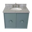 Stora Wall Mount Oval Sink Vanity with Gray Granite Stone Top in Blue
