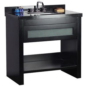 37&quot Modern Single Solid Wood Vanity with Rectangle Sink in Matte Black
