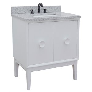 stora rectangle sink solid wood vanity with gray granite stone top in white