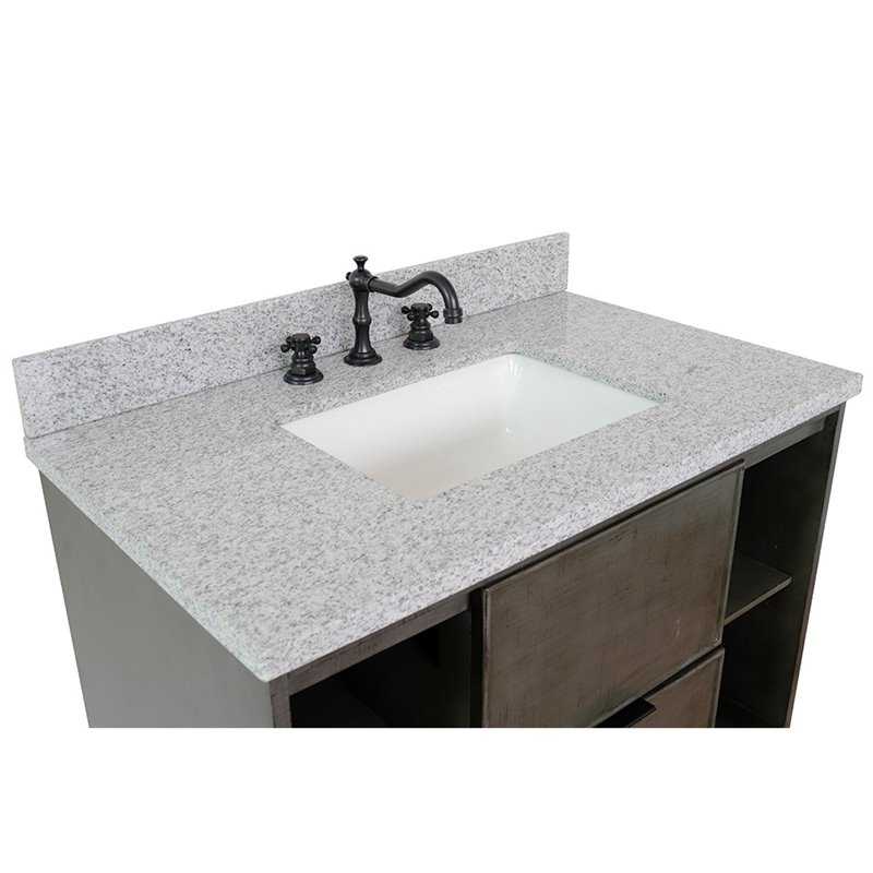 Scandi 37 in Wall Mount Rectangle Sink Solid Wood Vanity in Linen Gray