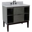 Scandi 37-inch Single Rectangle Sink Solid Wood Vanity in Linen Gray