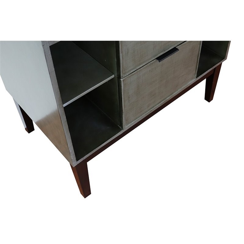 Scandi 37-inch Single Rectangle Sink Solid Wood Vanity in Linen Gray