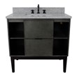 Scandi 37-inch Single Rectangle Sink Solid Wood Vanity in Linen Gray