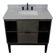 Scandi 37-inch Single Rectangle Sink Solid Wood Vanity in Linen Gray