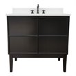 Scandi Oval Sink Solid Wood Vanity with White Quartz Stone Top in Cappuccino