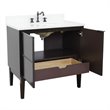 Scandi Oval Sink Solid Wood Vanity with White Quartz Stone Top in Cappuccino