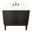 Scandi Oval Sink Solid Wood Vanity with White Quartz Stone Top in Cappuccino