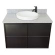 Scandi Wall Mount Round Sink Vanity in Cappuccino/Gray Granite Stone