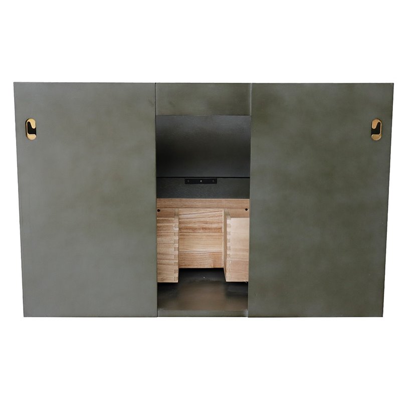 Scandi Wall Mount Rectangle Sink Solid Wood Vanity in Linen Gray/Black