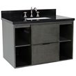 Scandi Wall Mount Rectangle Sink Solid Wood Vanity in Linen Gray/Black