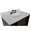 Scandi Oval Sink Solid Wood Vanity with White Quartz Stone Top in Linen Gray