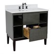 Scandi Oval Sink Solid Wood Vanity with White Quartz Stone Top in Linen Gray