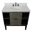 Scandi Oval Sink Solid Wood Vanity with White Quartz Stone Top in Linen Gray