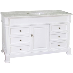 60&quot 6-Drawer Traditional Single Sink Solid Wood Vanity in White