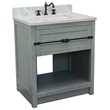 Plantation Solid Wood Rectangle Sink Vanity with White Carrara Top in Ash