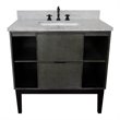 Scandi Solid Wood Single Rectangle Sink Vanity in Linen Gray/White Carrara