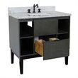 Scandi Solid Wood Single Rectangle Sink Vanity in Linen Gray/White Carrara