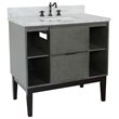 Scandi Solid Wood Single Rectangle Sink Vanity in Linen Gray/White Carrara