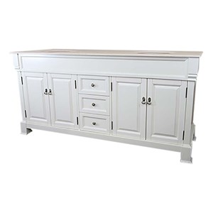 72&quot Traditional Double Sink Solid Wood Vanity in Cream White