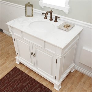 42&quot 2-Door Traditional Single Sink Solid Wood Vanity in White