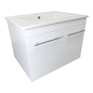 24.4&quot 2-Door Single Wall Mount Sink Solid Wood Vanity in White