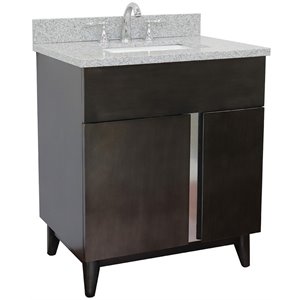 urban single rectangle sink vanity in silvery brown/gray granite stone