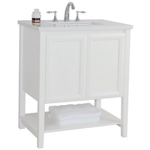 31&quot 2-Door Transitional Single Sink Solid Wood Vanity in White