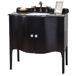 36.6&quot 2-Door Traditional Single Sink Solid Wood Vanity in Black
