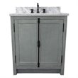 Plantation Rectangle Sink Solid Wood Vanity in Gray Ash/White Carrara