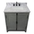 Plantation Rectangle Sink Solid Wood Vanity in Gray Ash/White Carrara