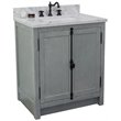 Plantation Rectangle Sink Solid Wood Vanity in Gray Ash/White Carrara