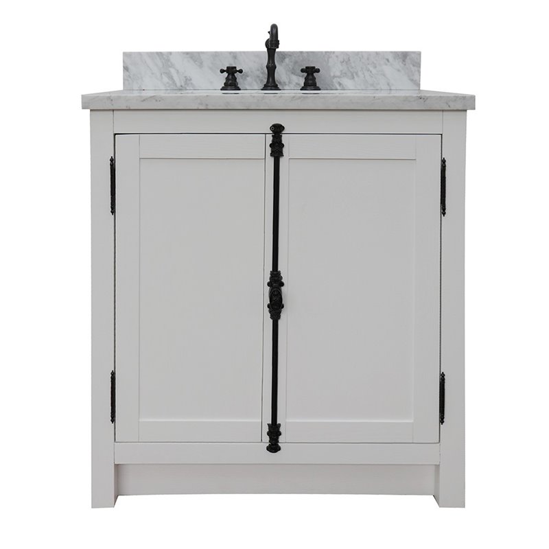 Plantation Solid Wood Rectangle Sink Vanity in Glacier Ash/White Carrara