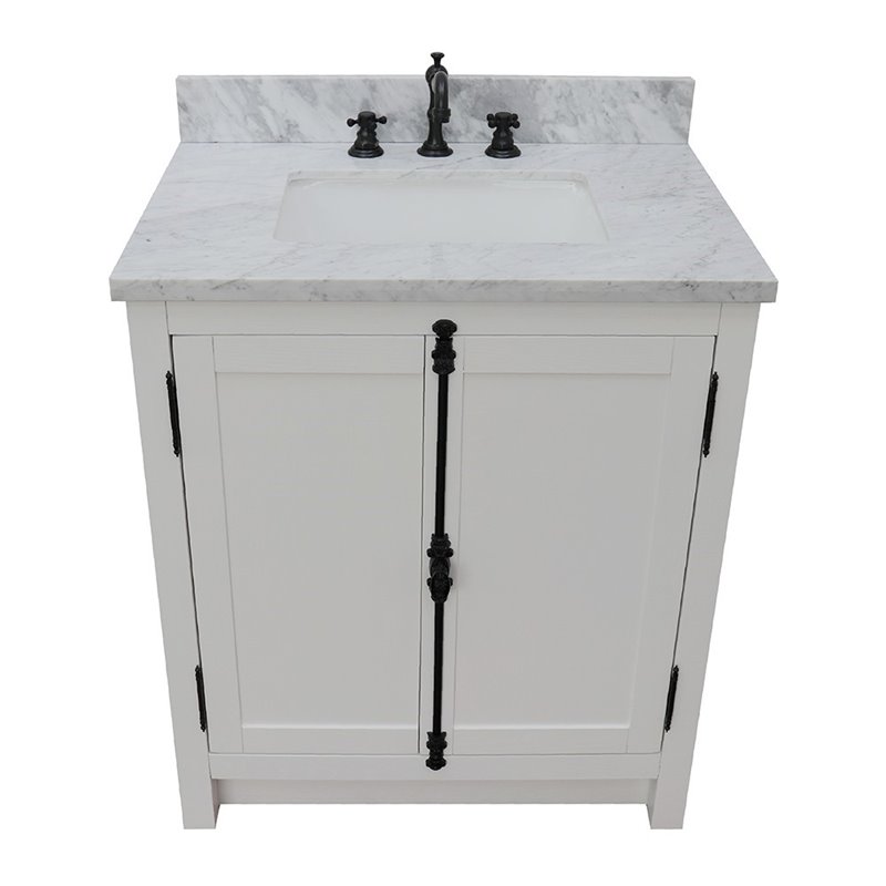 Plantation Solid Wood Rectangle Sink Vanity in Glacier Ash/White Carrara