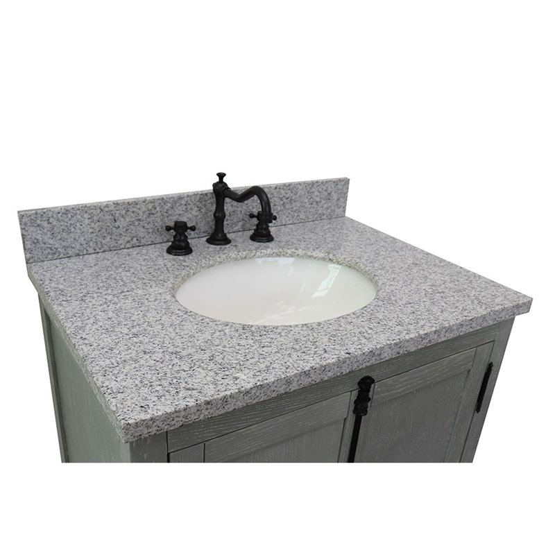 Plantation Modern Single Oval Sink Solid Wood Vanity in Gray Ash