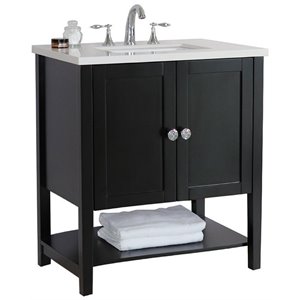 31&quot 2-Door Transitional Single Sink Solid Wood Vanity in Espresso