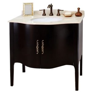 36.6&quot 2-Door Traditional Single Sink Solid Wood Vanity in Espresso