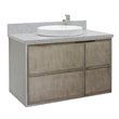 Scandi Wall Mount Round Sink Solid Wood Vanity in Linen Brown/Gray