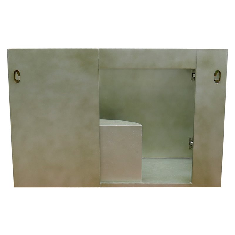 Scandi Wall Mount Round Sink Solid Wood Vanity in Linen Brown/Gray