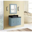 Stora Solid Wood Wall Mount Rectangle Sink Vanity with Black Top in Blue