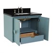 Stora Solid Wood Wall Mount Rectangle Sink Vanity with Black Top in Blue